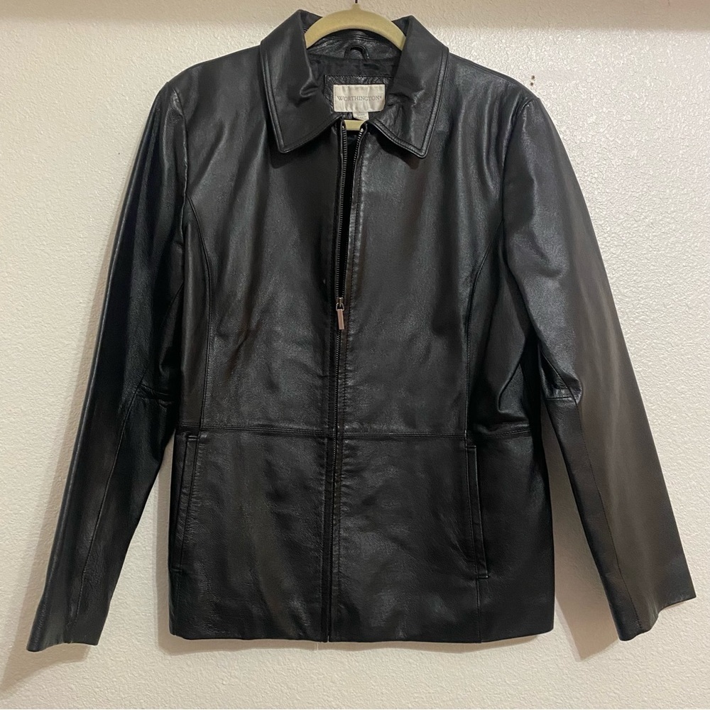 Worthington | black genuine leather jacket